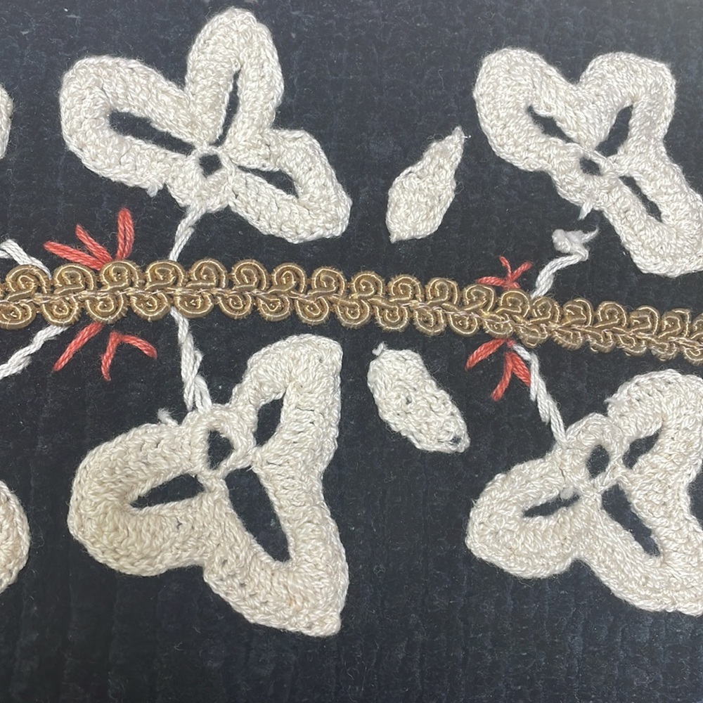 Vintage Sandy Starkman || Chenille Button Front/Ribbon Art Sweater/Jacket - Picture 11 of 17